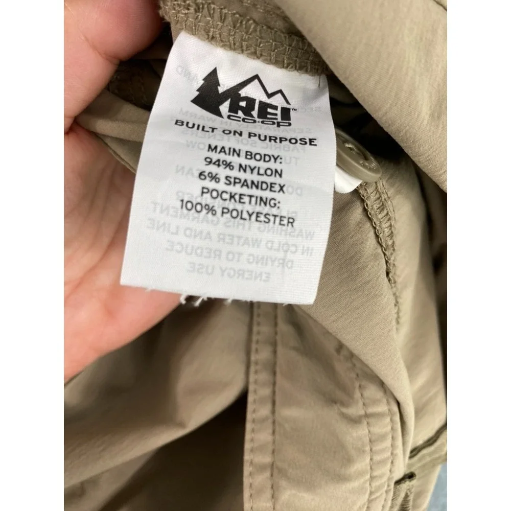 REI Convertible Hiking Pants Men's Sz 42x34L Tall Beige 2-in-1 Nylon Outdoor